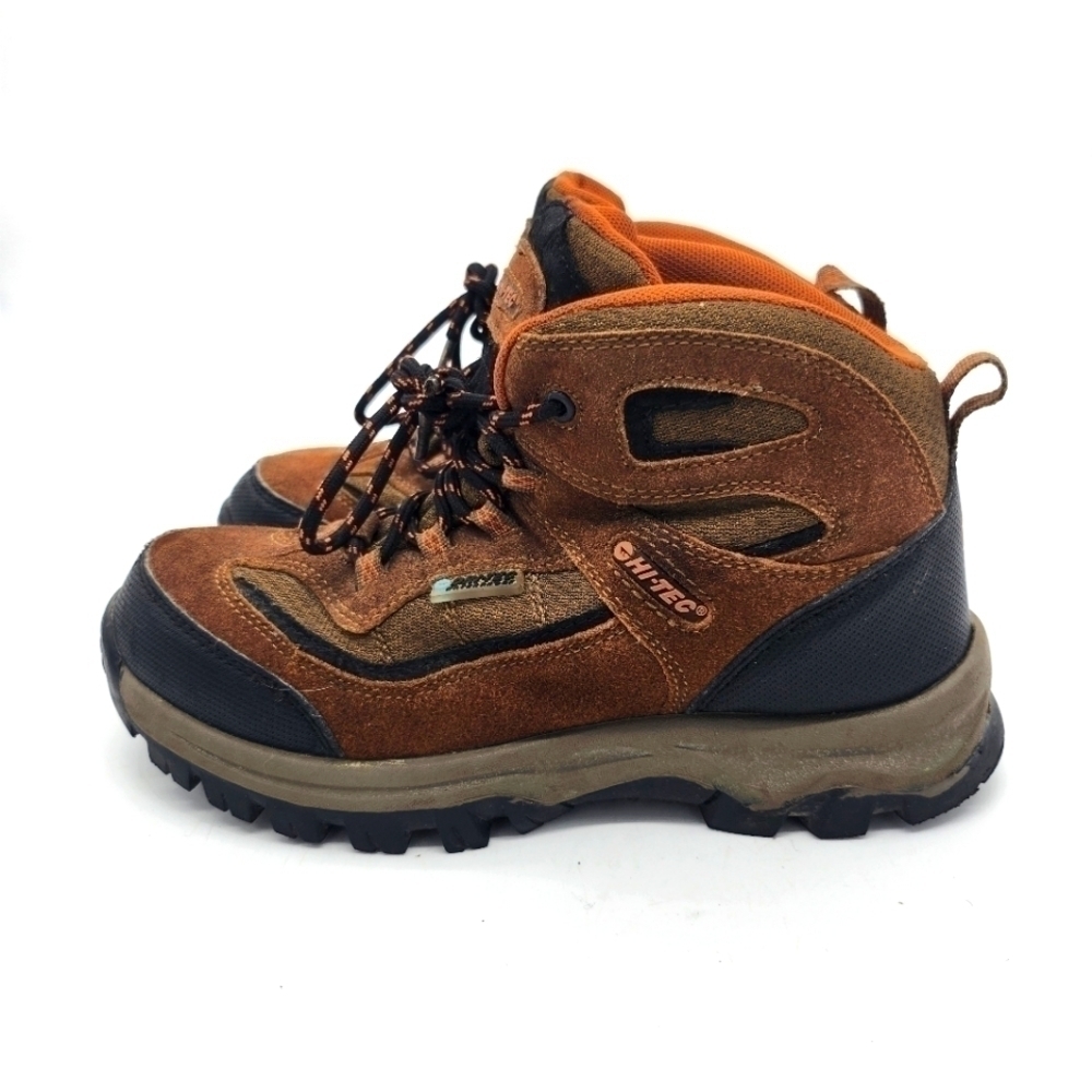 HI-TEC Kids Hillside Waterproof Hiking Boots Brown Orange Suede Youth 6.5